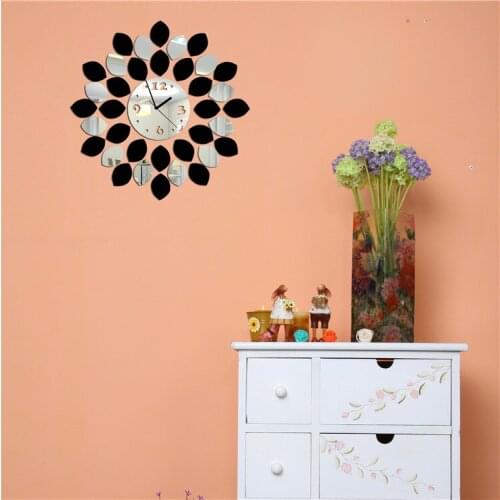 DIY Creative Quiet Mirror Clock Sticker, DIY Decorative 2 Colors Match Clock Mirror Sticker ,Wall Clock Mirror Sticker