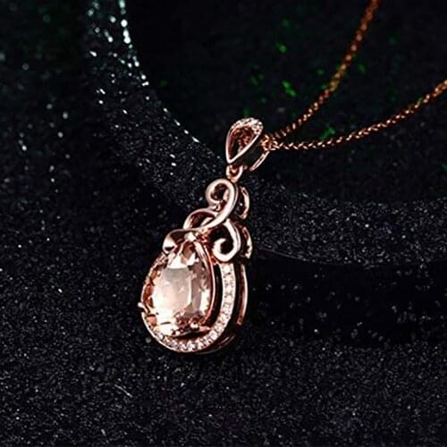 High-end Temperament Copper-plated Rose Gold Zircon High-end Color Treasure Pendant Female Necklace
