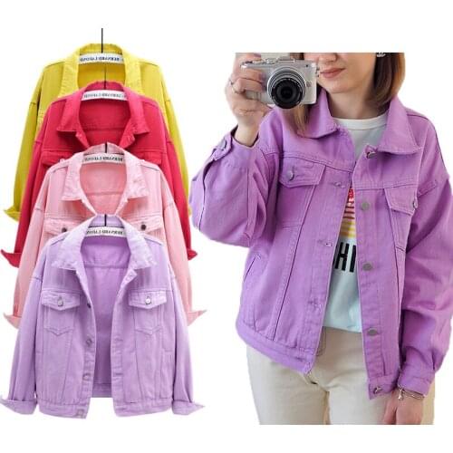 2021 New Spring Autumn Women Jackets Outwear Denim Coat Solid Turn Down Collar Cotton Jacket for Female
