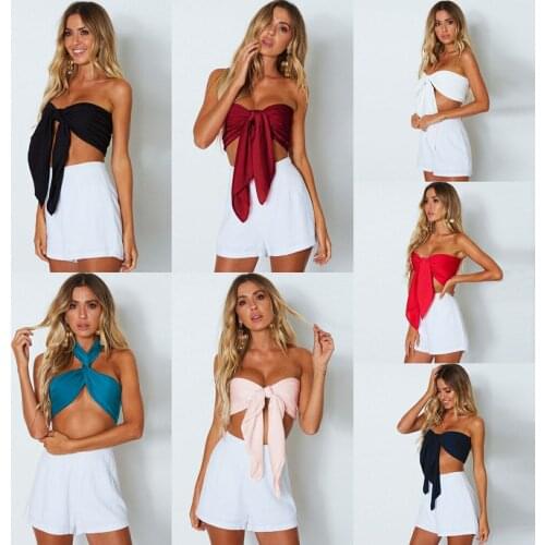 2021 Summer T-shirt Style Sexy Lace-up Nightclub 7-color Wrap Tops Womans Multiple Ways To Wear Tube Top All-match Top Crop