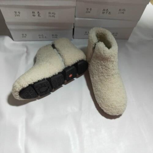 High Quality Real Lamb Fur Women Boots High Top Velvet Warm Winter Shoes Solid Color Woman Shoes Side Zipper Female Botas 34-40
