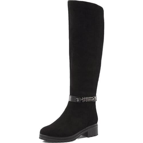 Woman boots Black Suede High Boots For Womens shoes With Fur Winter Warm Boots Womens High Clearance Price Only Size 39