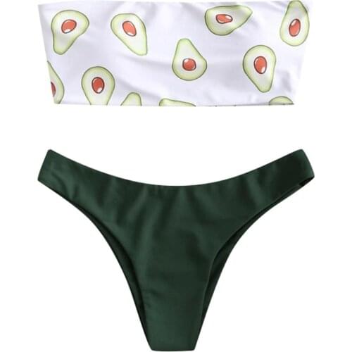 Women Print Tube up Two Pieces Bikini Push-Up Swimsuit Swimwear Beachwear Swimwear Women Bikini Set 2020 Swimsuit Mujer