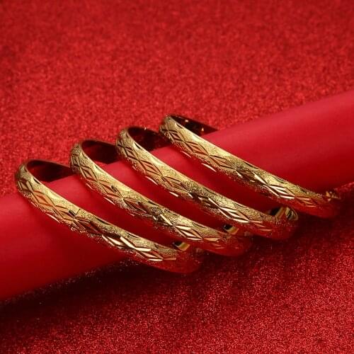 Golden Bracelets for Women Dubai Bride Wedding Jewelry Bracelet Men Middle East African Gifts