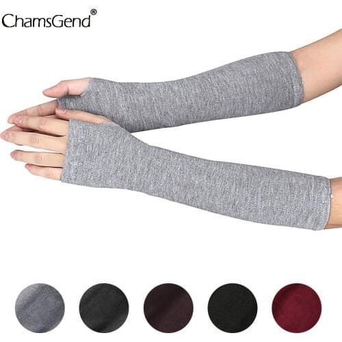 1 Pair Fashion Women Long Sleeve Solid Fingerless Long Gloves Ladies Stretchy Womens Knitted Wrist Arm Warmer Mitten