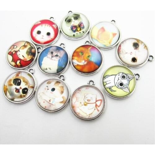 2018 New 10pcs/lot Mix Random Pet Cat Dangle Charms DIY Bracelet&Bangles Necklace Pendants Jewelry Accessory Hanging Charms