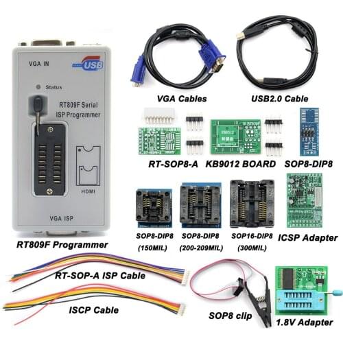 100% Original RT809F + 11 Adapters LCD ISP programmer sop8 IC test clip + 1.8V Adapter Free Shipping