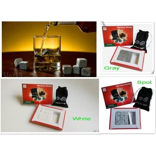 2017 Christmas gift Whiskey Stones, 9pcs/set with delicate box+velvet bag whisky whiskey rocks stones cube stone Free shipping