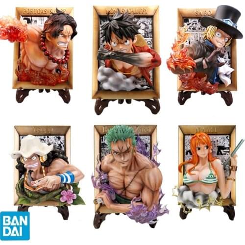 Bandai 3d Anime One Piece Figure Ace Luffy Roronoa Zoro Pvc Refrigerator Magnet Action Toys Collectible Decoration Accessories
