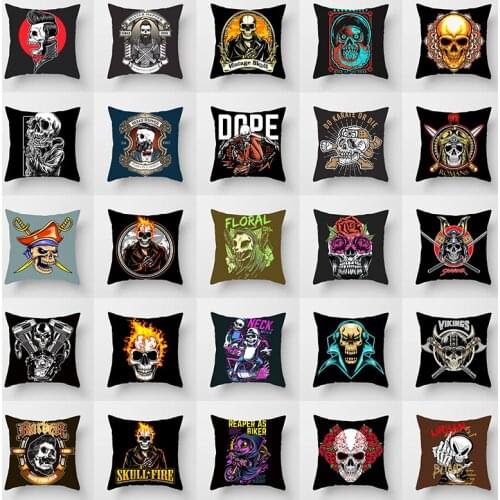 3D Printed Sugar Skull Cover Polyester Cushion Cover Home Bedroom Hotel Car Decoration Cushion Cover Wedding Personality Gift