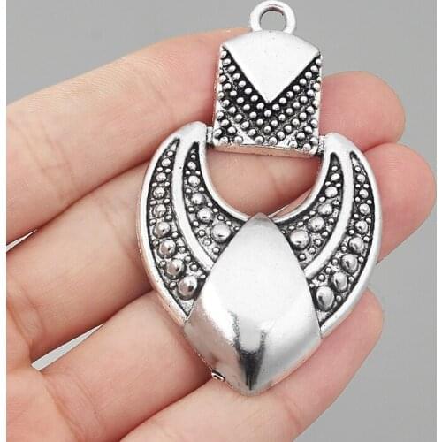 4PCS Tibetan Large Boho Open Abstract Chandelier Charms Pendants for Necklace Findings Making 69x40mm