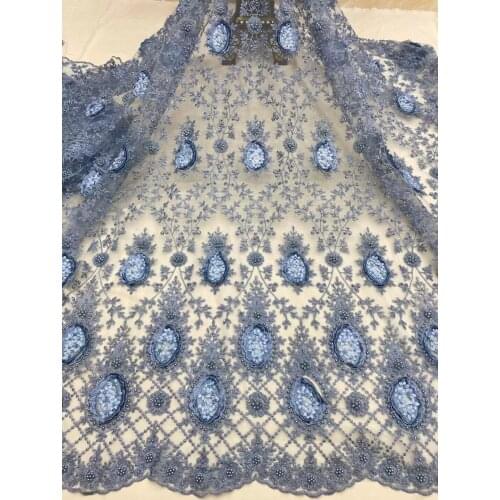 Embroidery African French Beaded Lace Fabric J-388881 High Quality Lace Fabric Nigerian Tulle Mesh Lace With beads Design