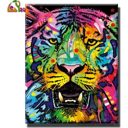 5D Diy Diamond Painting Full Square Round Colorful Tiger Bead Embroidery Sale Diamond Art Animals Cross Stitch Home Decor