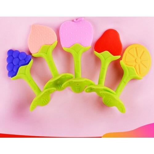 Baby Teether Safety Silicone Fruit Teethers Strengthening Tooth Training for Baby Infant Kids Chew Tooth Toys Food Grade Teether