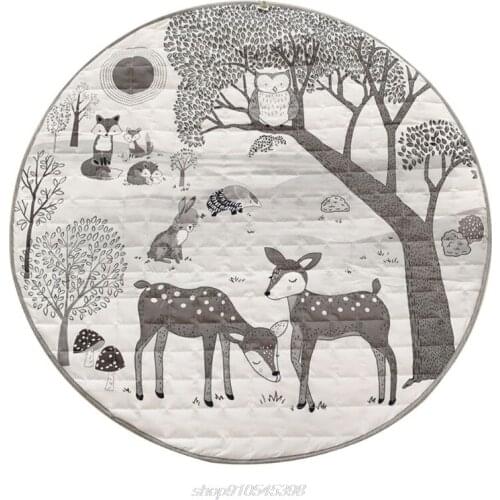 Cartoon Animal Printing Baby Play Mat Newborn Infant Crawling Blanket Round Floor Carpet Rugs Props Kids Room M19 21 Dropship
