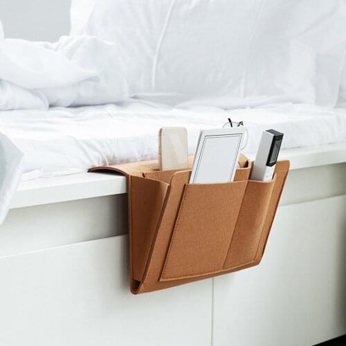 Sofa Handrail Armrest Felt Bedside Organizer with 5 Pockets Hanging Storage Box Remote Control Book Glasses Holder Bag Home Tool