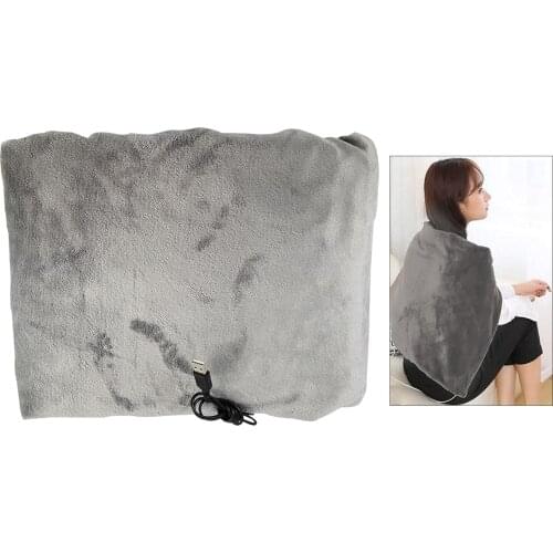 Flannel USB Electric Blanket Heated Shawl Washable 100x70cm Auto Shut Off