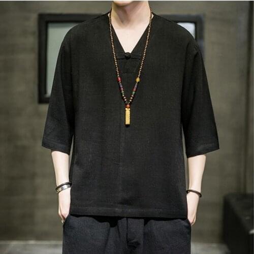 Summer Chinese Style Linen Short Sleeve Oversized Print T-Shirt Men Hip Hop Fashions Tee Streetwear Harajuku T Shirt Male 30282