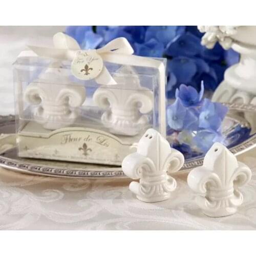 Fleur-de-Lis Ceramic Salt & Pepper Shakers Wedding Seasoning Pot Kitchen Party Supplies