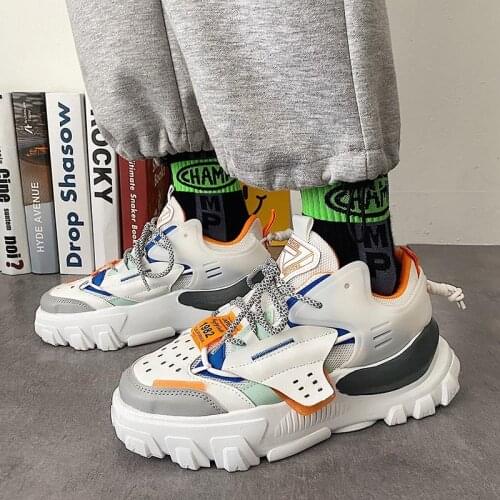 Men Platform Sneakers Solid Color Chunky Designers Men Casual Old Dad Shoes Basket Male Casual Shoes Mesh Lace Up Sport Shoes