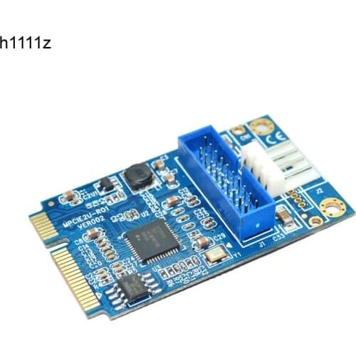 MINI PCIE to USB 3.0 Adapter Card 4Pin Power Connector MINI PCI-E to 19pin USB Front Panel 2 Ports USB 3.0 Expansion Card Riser