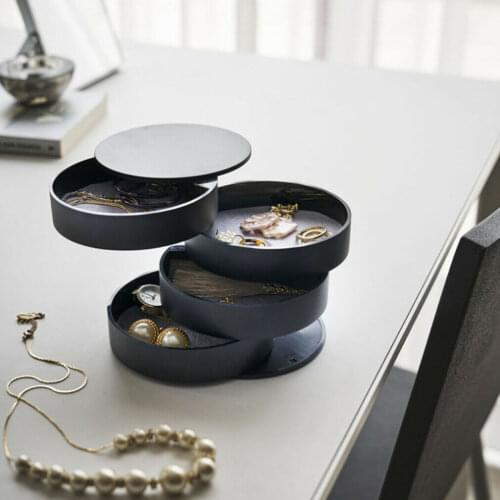 360 Degree Multi-layer Jewelry Boxes Storage Case for Ring Earring Necklace Storage Organizer Women Jewelry Display Travel Case