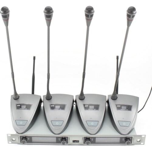 NEW 4 Channel LCD panel Wireless Series Professional Wireless Conference Gooseneck PRO Microphone Syetem