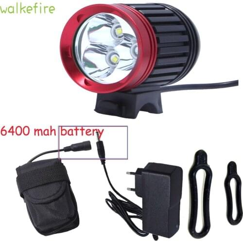 Walkefire Bicycle Bike front Light 3 Mode XM-L T6 LED bicycle accessories Bike lights Lamp Torch +18650 Battery Pack+Charger