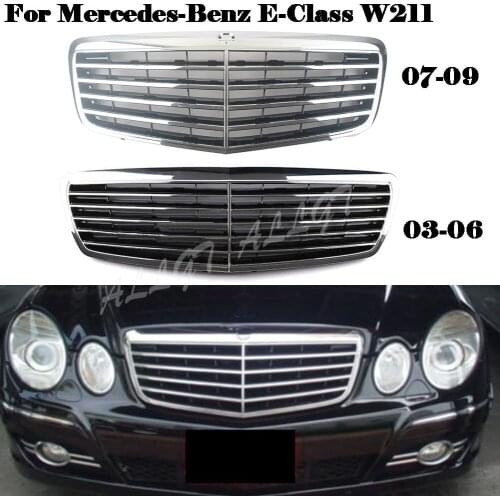 Front Grill Center Hood Grille Bumper For Mercedes-Benz E-Class W211 E200 E240 E320 2003 2004 2005 2006 2007 2008 2009 Chrome