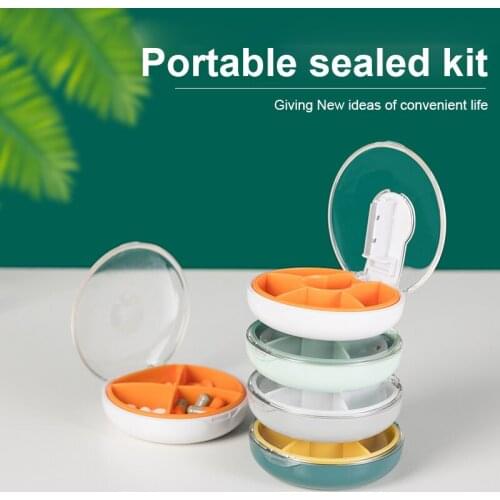 Portable Round Pill Box Key Pills 5 Compartment Classification Accessories Storage Box Dispensing container Refillable Bottle