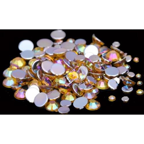 Various sizes AB Acrylic Rhinestones Gold Color Shoes Clothing Decorations Sparkling Newest Nail Art Decorations