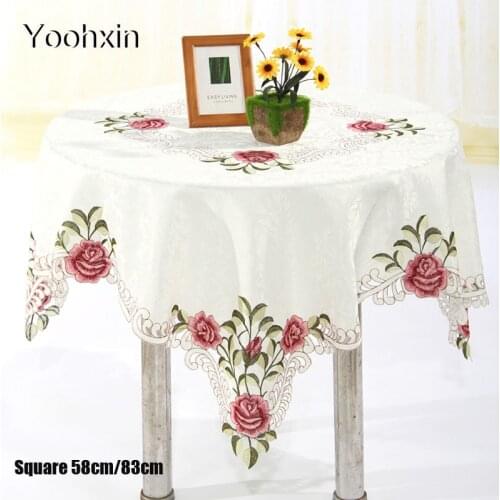 Luxury Lace satin square Embroidered table cover cloth towel kitchen Christmas tablecloth mat wedding party home decor