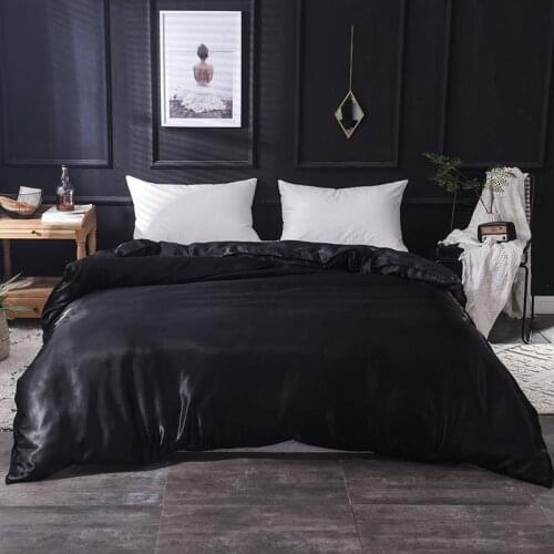 Luxury Solid Bedding Set Silk Soft Bedspread for Bed Set Adult Satin Pillowcase White Duvet Covers Edredon Beding Beddingoutlet