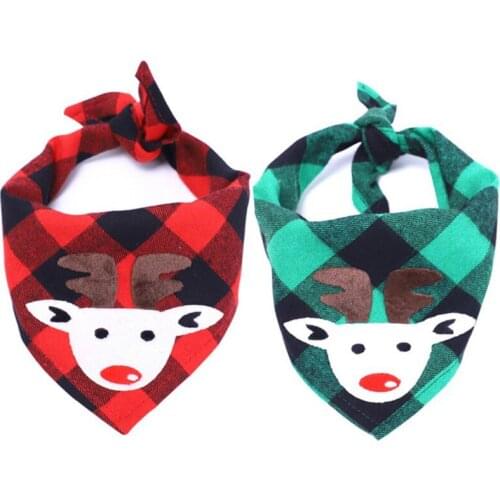 Christmas Pet Collar Saliva Towel Bandana Dog Plaid Elk Printed Scarf Adjustable Pet Bib Snowflake New Year Pet Decoration #2