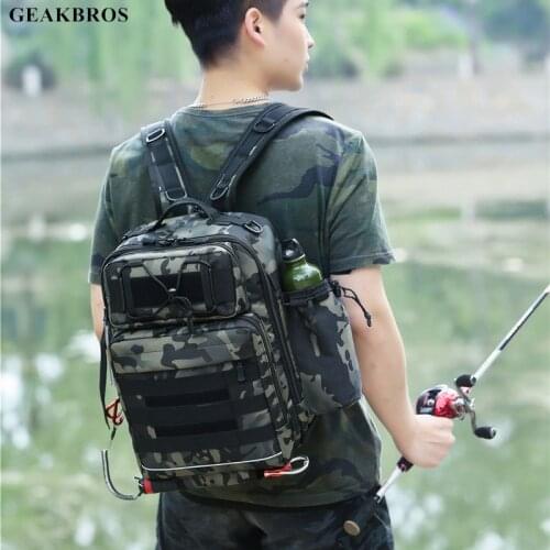 Fishing Tackle Bag Tactical Backpack Waterproof Fish Bait Storage Hunting Camping Bag Single Shoulder Military Pack Chest Bag
