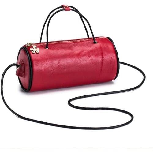 Barrel-shaped Handbag Messenger Bag Mobile Phone Glasses Mini Bag Leather Female Makeup Mobile Phone Bag Female Small Bag
