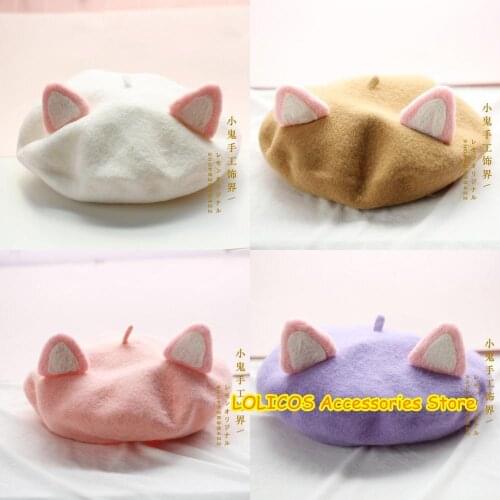 Super Cute Cartoon Rabbit Ear Berets Japanese Soft Girl Fashion Lolita Woolen Cap Mori Girl Soft Cute Cat Ear Painter Hat Beret