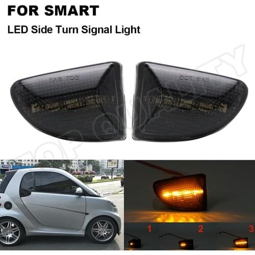2PCS Smoked Arrow Dynamic LED Turn Signal Light Side Marker Indicator Lamp For Mercedes Smart W451 Fortwo 451 MK1 & MKII 07-15