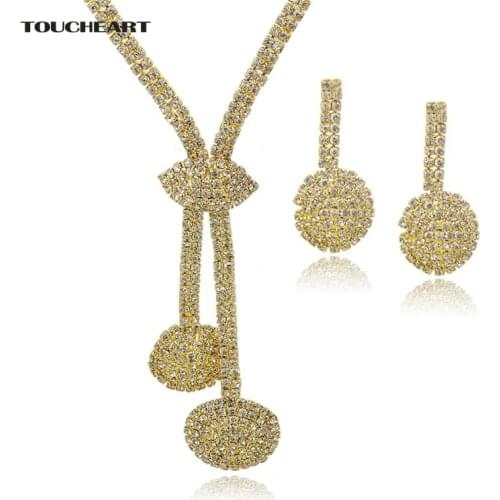 TOUCHEART Wedding African Beads Wedding Jewelry Sets Crystal Women Gold color Statement Long Necklaces Earrrings Set150074