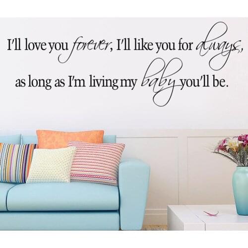 Love You Forever Like You Always As Long As I'm Living My Baby You'll Be - Vinyl Wall Sticker Quotes Sayings Nursery Decor Decal