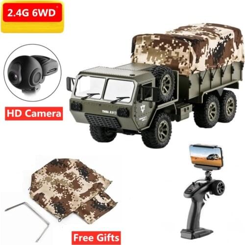 High Simulation Millitary Truck With HD Camera WIFI Transmission Phone Control RC Car 2.4G Six Wheel Driving Drift Vehical Toys