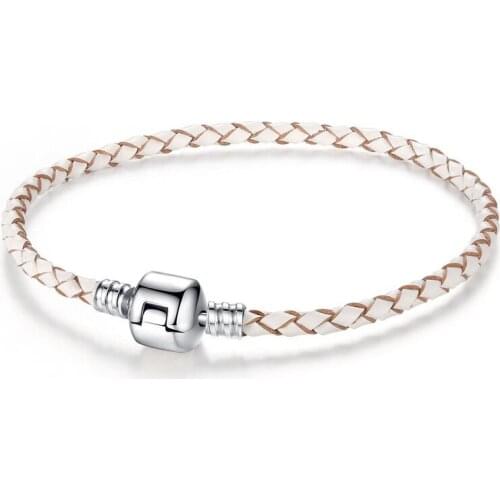 YSH new 100% 925 Sterling Silver Couple bracelets DIY color leather fit Original charms beads 2020 fashion Jewelry Free shipping