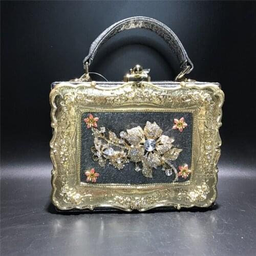 Women Totes Box Shoulder Bags Luxury Crystal Women Wedding Purse Flower Handbags Evening Bags 2020 New Ladies Crossbody Bags