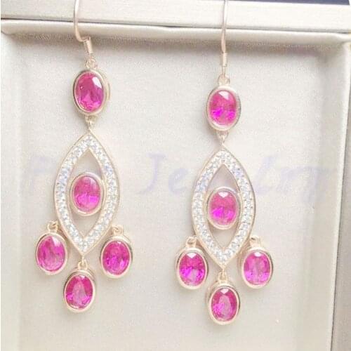 Ruby luxury drop earring Per jewelry 0.6ct*10pcs gemstone 925 sterling silver Fine jewelry Women earrings T29107