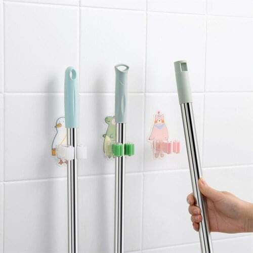 1PC Cartoon Mop Holder Strong Viscose Toilet Free Punch Broom Hooks