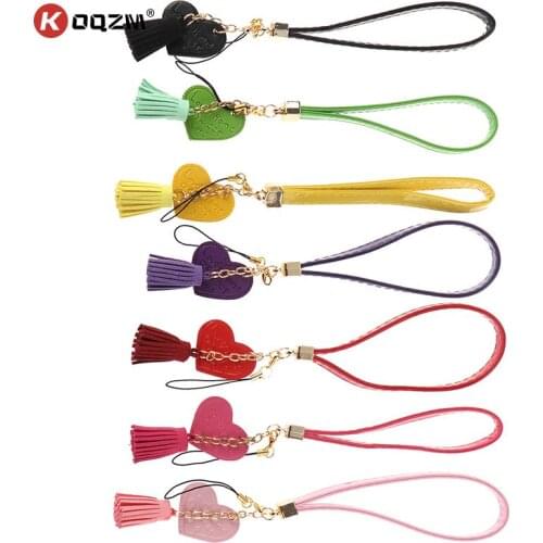 1pc Love Heart Tassel Hand Wrist Lanyard Phone Straps Camera USB Flash Drives String Keychains