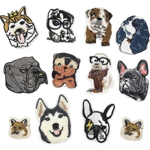 100pcs/lot Embroidery Patch dog Bulldog animal Clothing Decoration sewing Accessory Diy Iron Applique