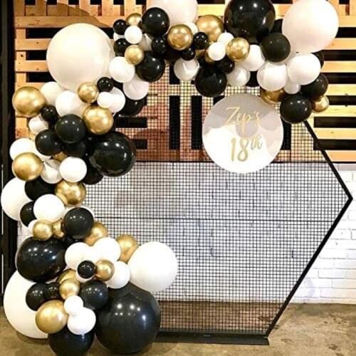 134pcs/set Black Gold Balloon Garland Arch Kit Gold Chrome Latex Globoas for Birthday Wedding Bridal Part Suppies 2021 New Year