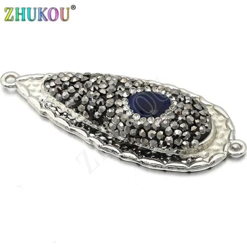 18*46mm Brass Cubic Zirconia Charms Connectors Diy Jewelry Findings, Hole: 1.3mm, Model: VS244