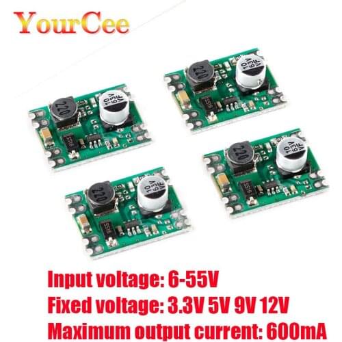 5Pieces DC-DC step-down power supply module 6V-55V input to 3.3V 5V 9V 12V output 600mA current